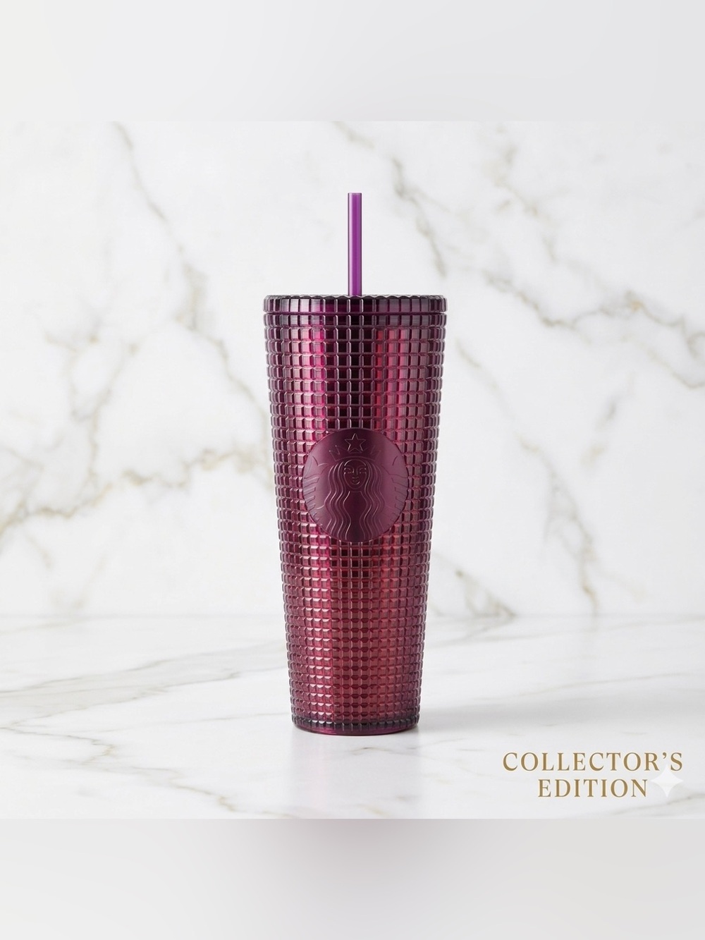 Starbucks 2020 Holiday Berry Plum Grid Disco Venti Tumbler 24oz NWT Cold Cup